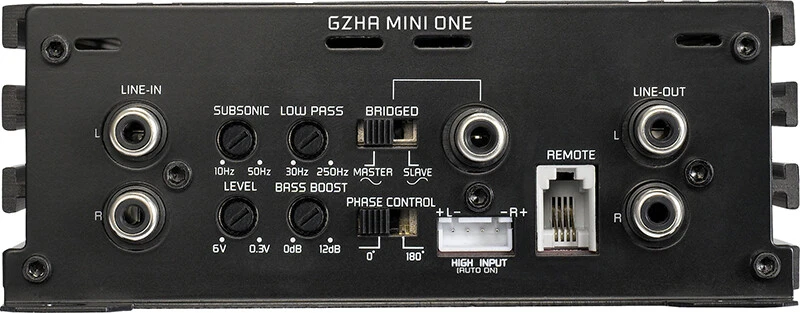 Erősítő GZHA Mini One, kompakt, kiváló hangminőség, ideális hangszórókhoz.