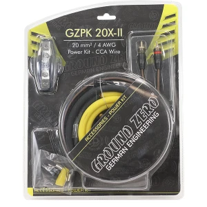Tápkábel készlet Ground Zero GZPK 20X-II, 20 mm², 4 AWG, erősítőhöz.