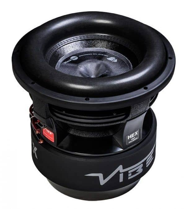 Nagy teljesítményű Vibe BLACKDEATHC12HEX-V7 szubwoofer, mélyhangzás és erőteljes basszus.