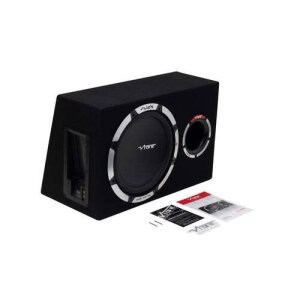 Aktív subwoofer Vibe SLICKV12A-V2 házban, kiváló hangminőség és mély basszus a zenei élményhez.