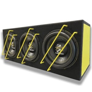 Subwoofer házban Ground Zero GZIB 3.250 SPL, erősítővel és hangszórókkal.