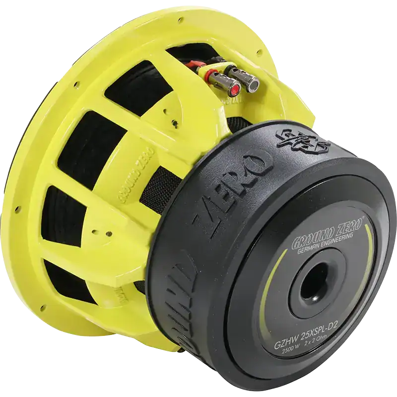 Szubwoofer Ground Zero GZHW 25XSPL-D1, erős hangzás és mély basszus a hangszóróban.